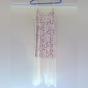 Lulus white lace midi dress.